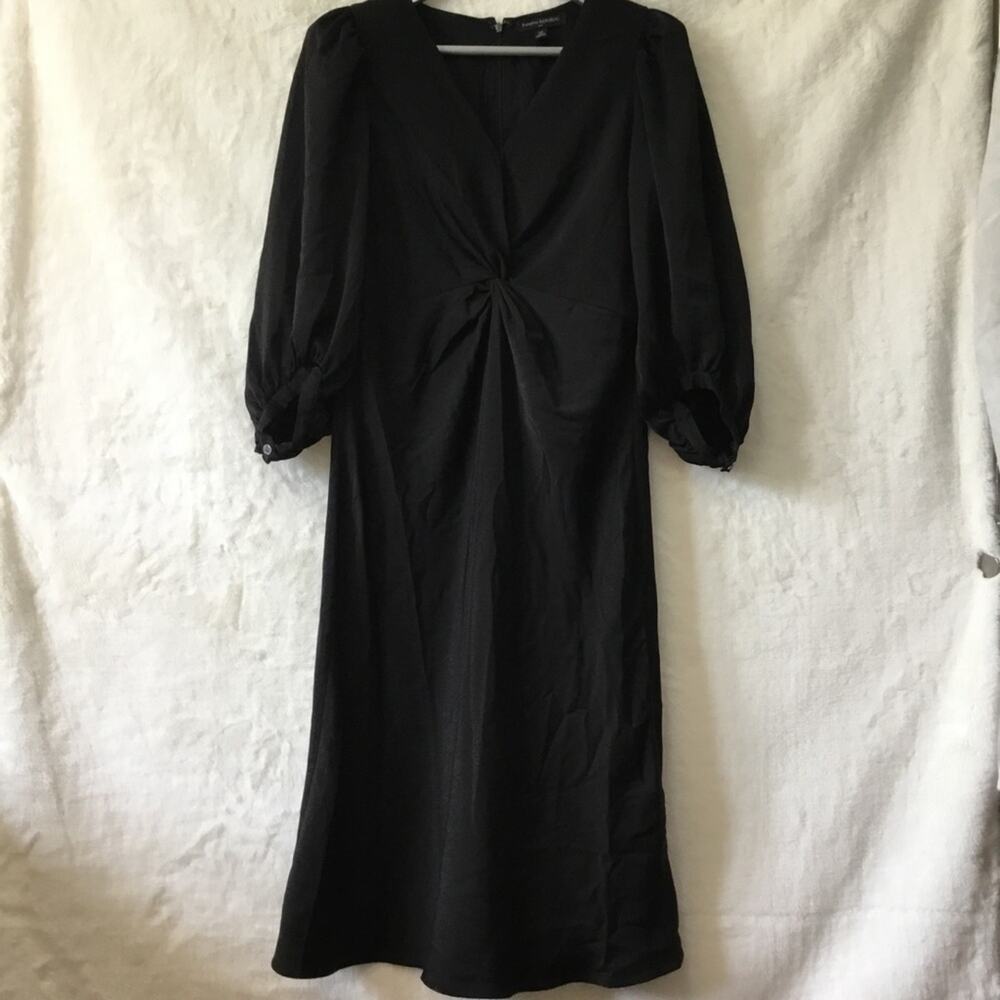 Banana Republic Black Twist-Front Midi Dress